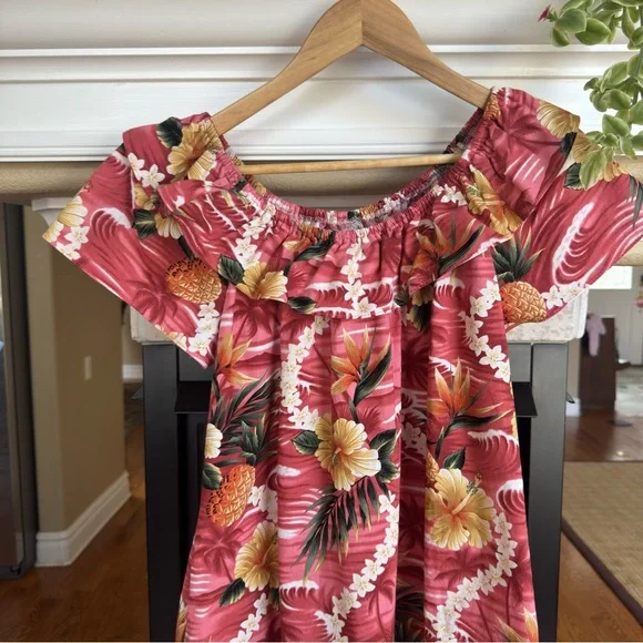 Vintage Hilo Hattie Hawaiian Dress Midi Medium Pink Floral Pattern - Picture 3 of 3